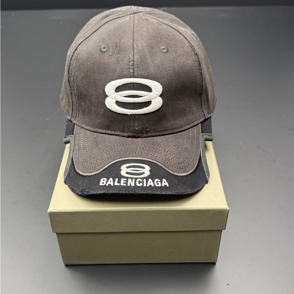 Balenciaga Charcoal Gray Baseball Cap with White Logo - Picture 1 of 8